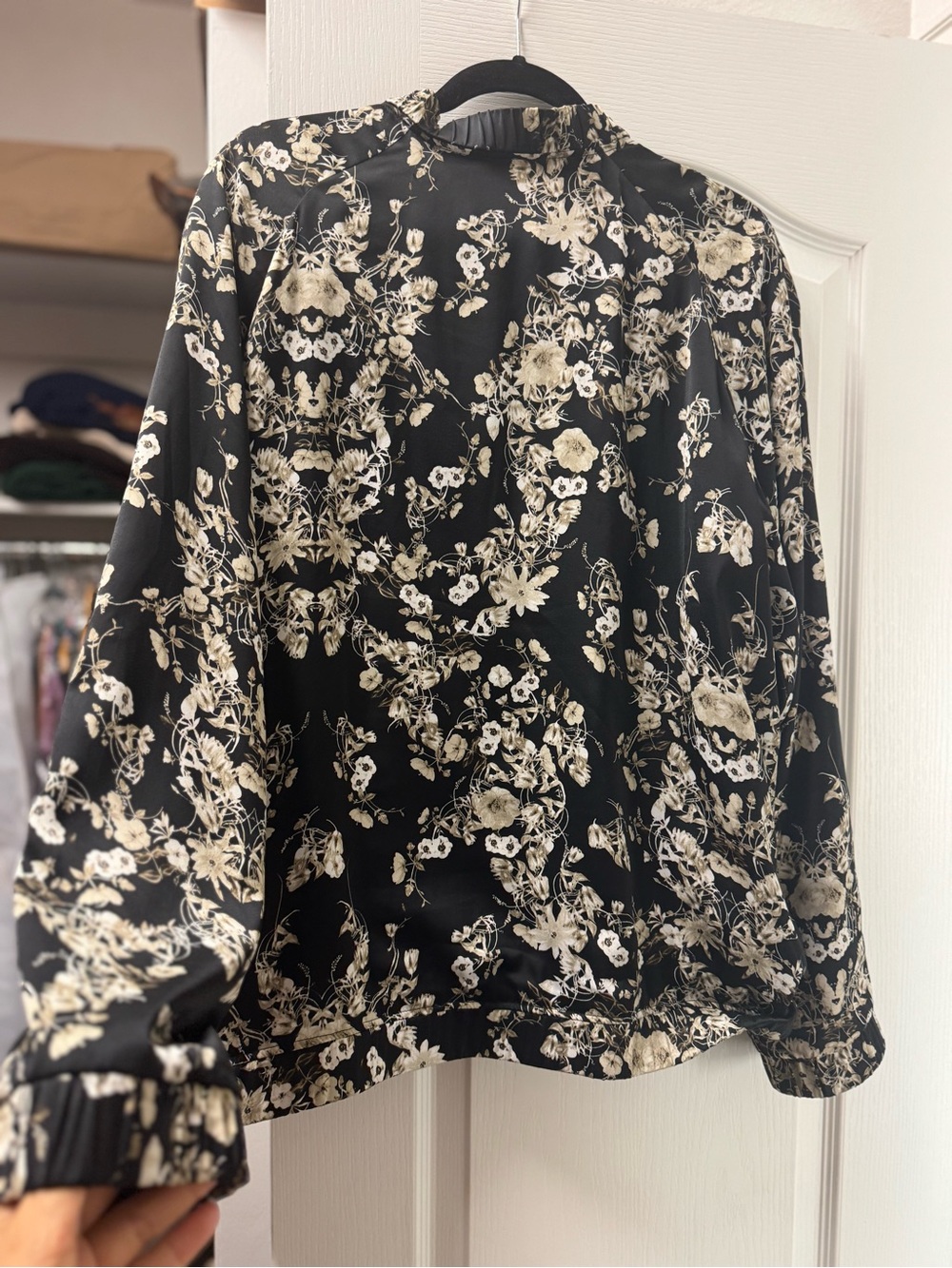 Guess Black Bomber Jacket with Cream Floral Print